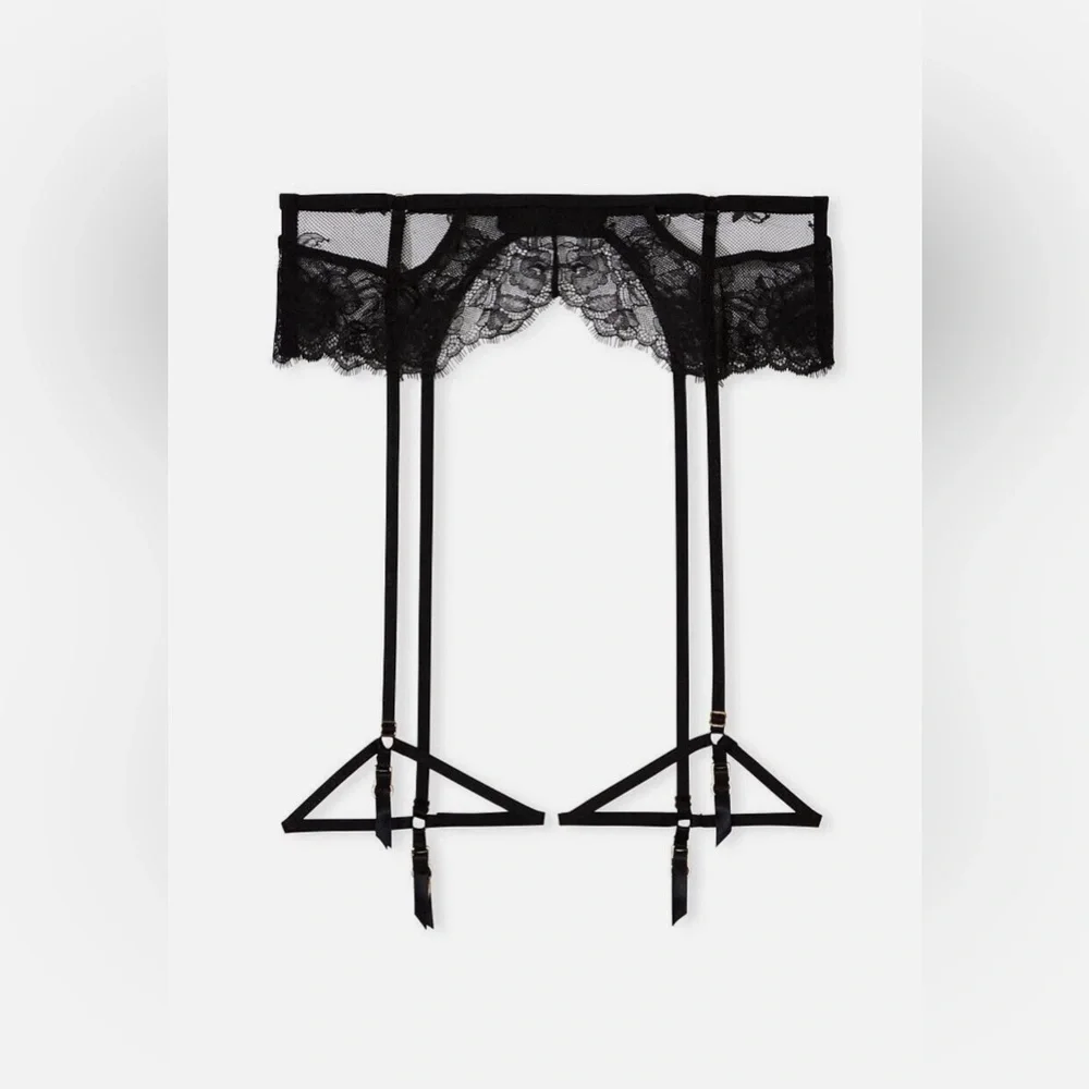 🆕 VS Very Sexy Rose Lace Garter Belt Black - Picture 2 of 4